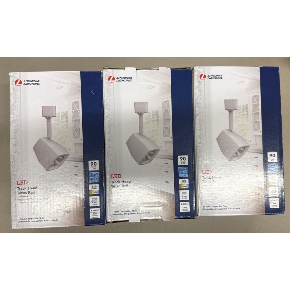 3 Pack Lithonia Lighting WHITE LED Linear Track Step Head Light Fixtures